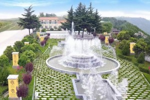 西安市灞桥区霸陵墓园喷泉景观图