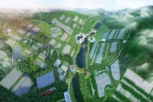 西安市蓝田县白鹿原公墓高空俯拍图